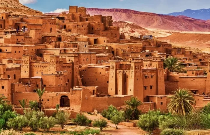 A panoramic view of the Sahara city in Morocco, showcasing its unique architecture and cultural heritage.
