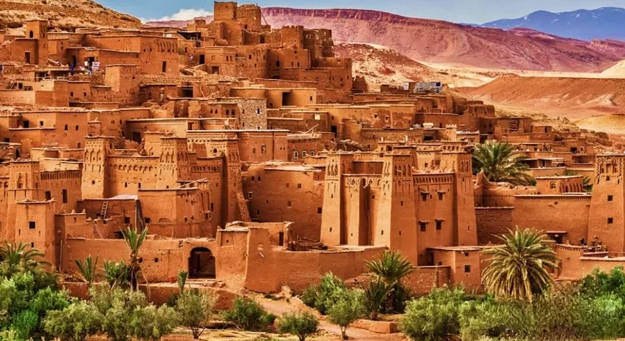 A panoramic view of the Sahara city in Morocco, showcasing its unique architecture and cultural heritage.