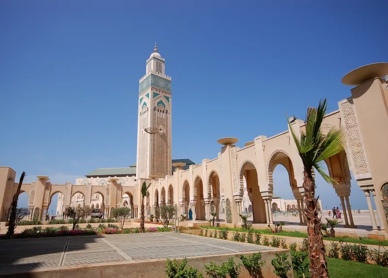 The Hassan II Mosque in Casablanca, Morocco, showcasing its stunning architecture and cultural significance.