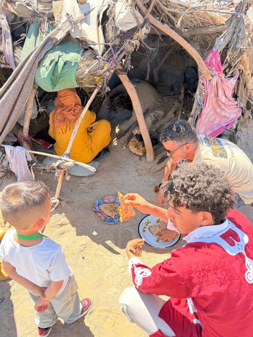 Children discovering Berber nomad life on a private family tour
