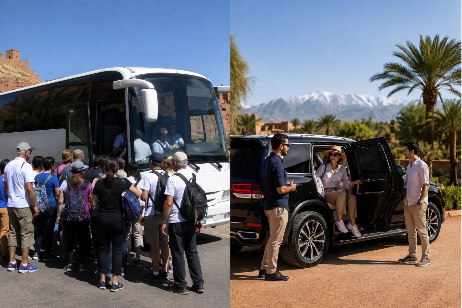 Private tour vs group tour comparison in Morocco