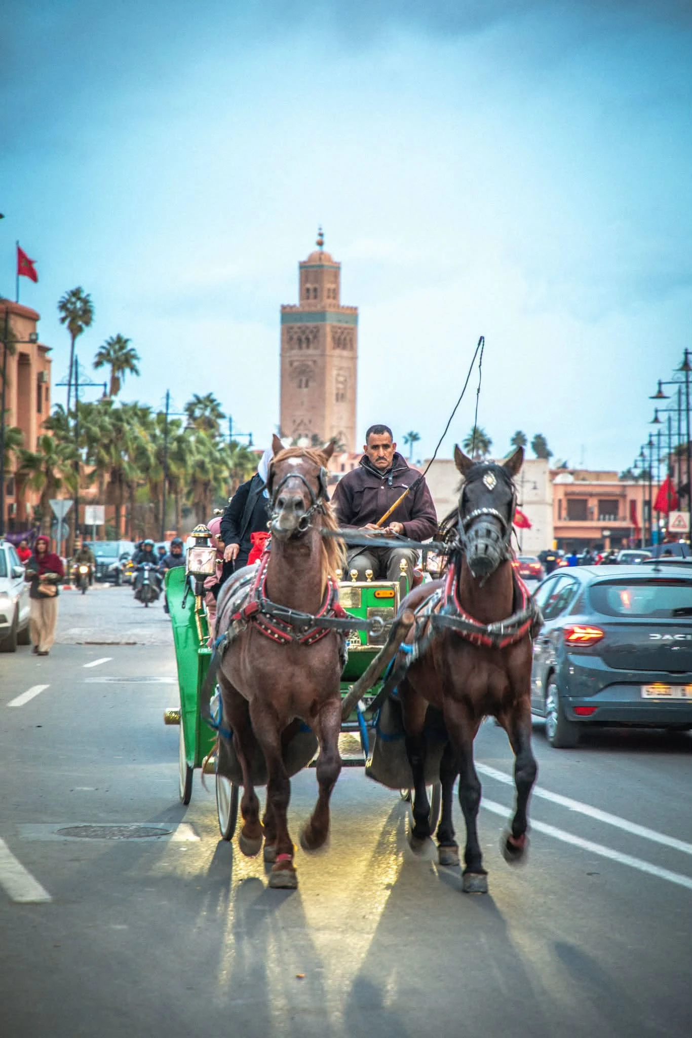 a horse-drawn carriage in Marrakech
