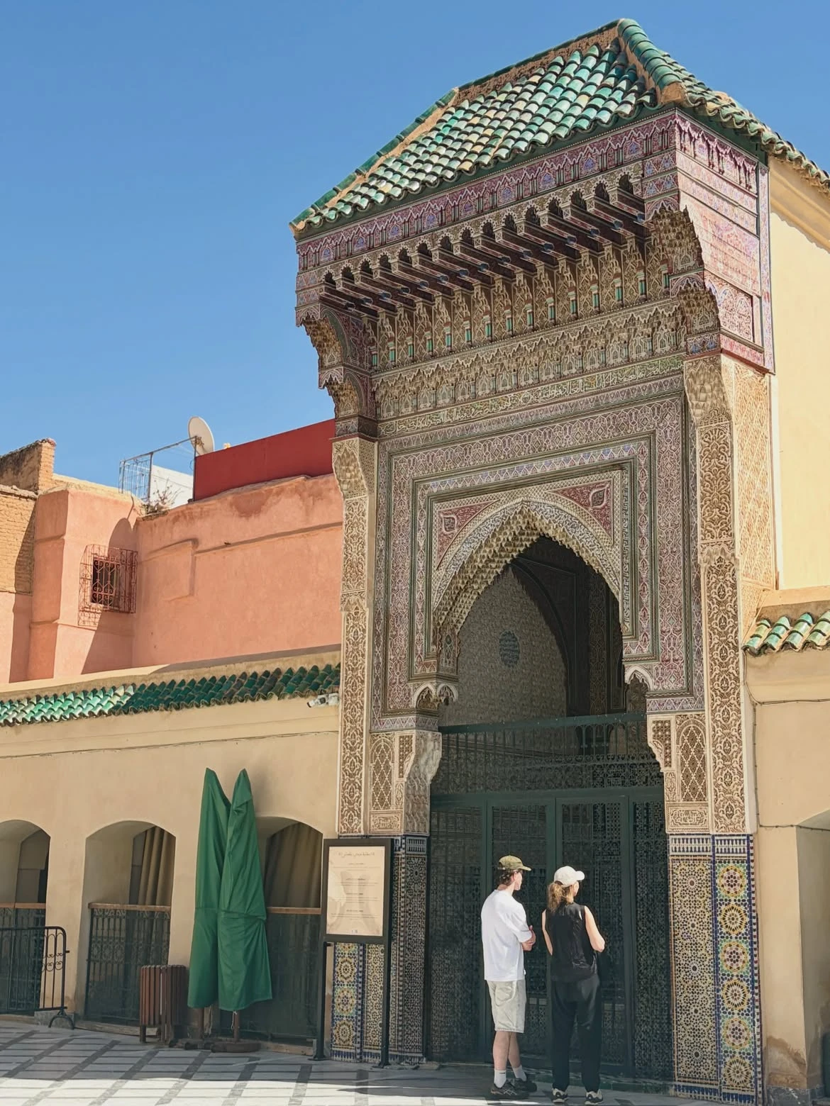Tourists walking safely through central Marrakech during the day