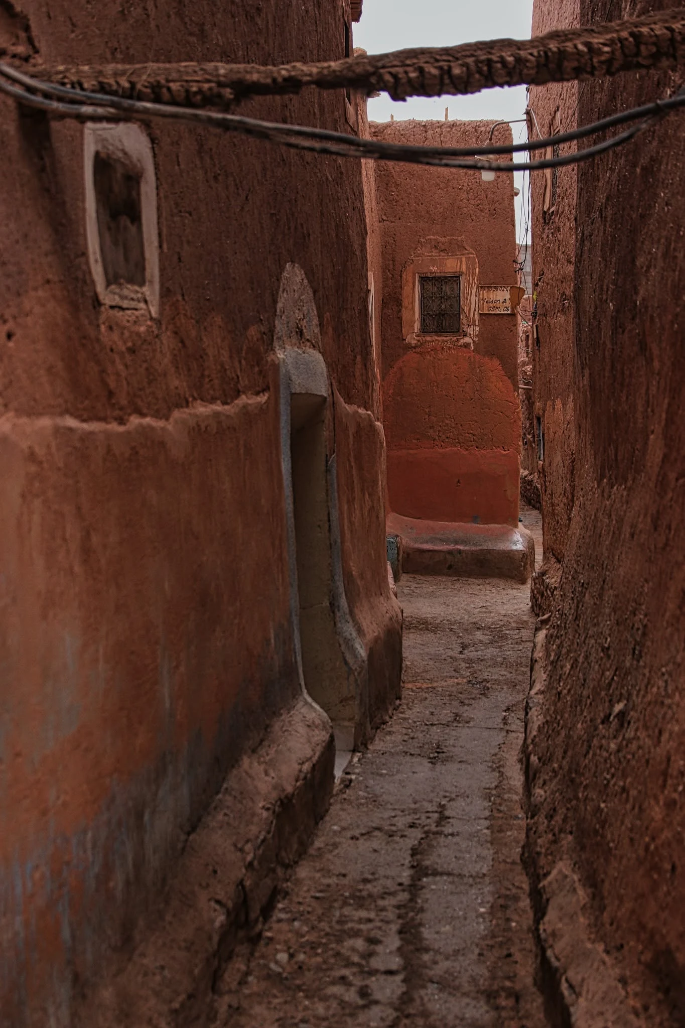 Narrow interior corridor inside Taourirt Kasbah