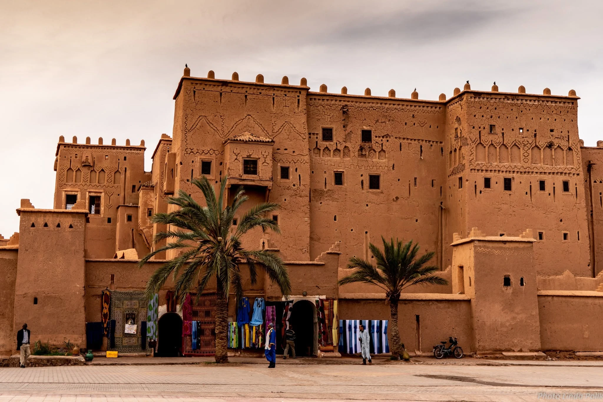 Taourirt Kasbah Ouarzazate Morocco seen from the street with its stacked earthen buildings