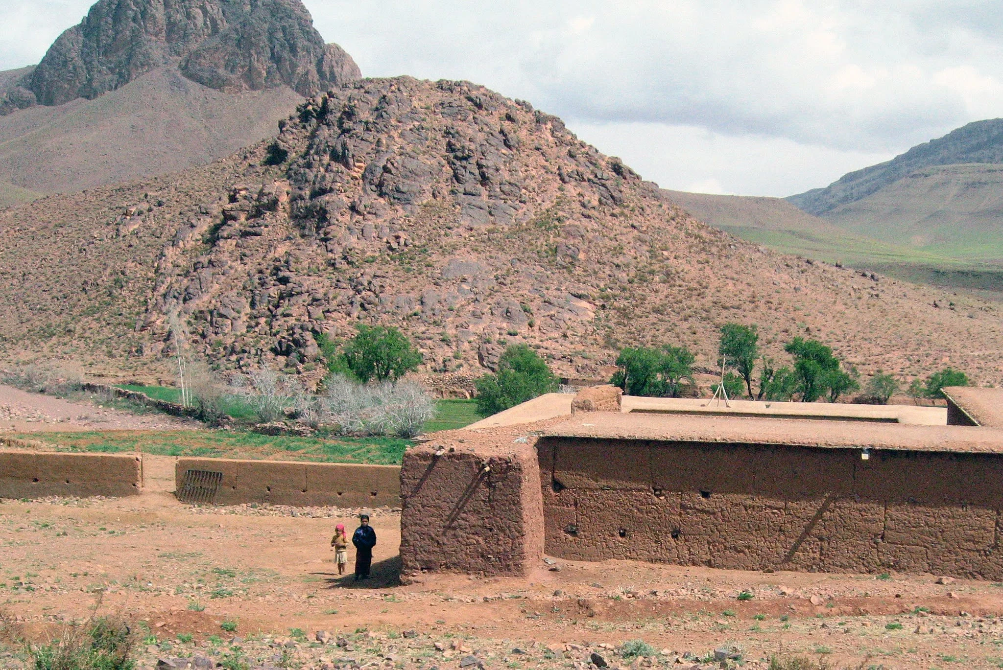 Traditional rural stone home in a Moroccan mountain region used by semi nomadic families